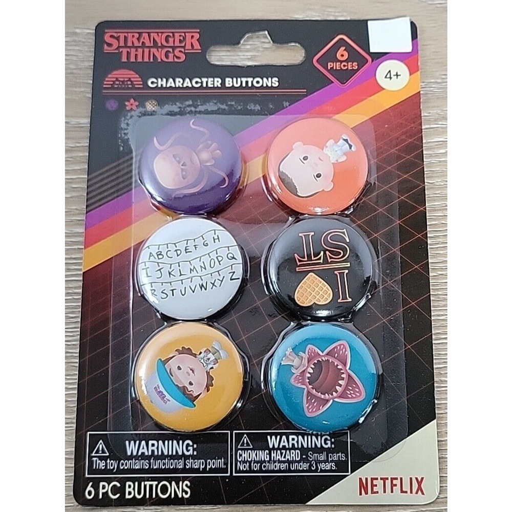 2024 STRANGER THINGS Character 6-Pack Novelty Buttons NETFLIX‎ NEW